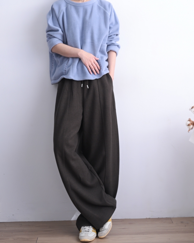 韓  褲腰頭配色大寬褲 5色 size