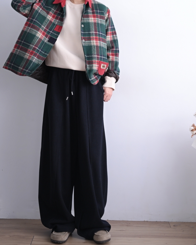 韓  褲腰頭配色大寬褲 5色 size