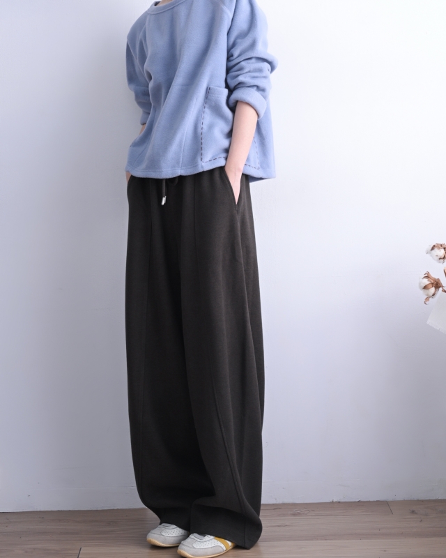 韓  褲腰頭配色大寬褲 5色 size