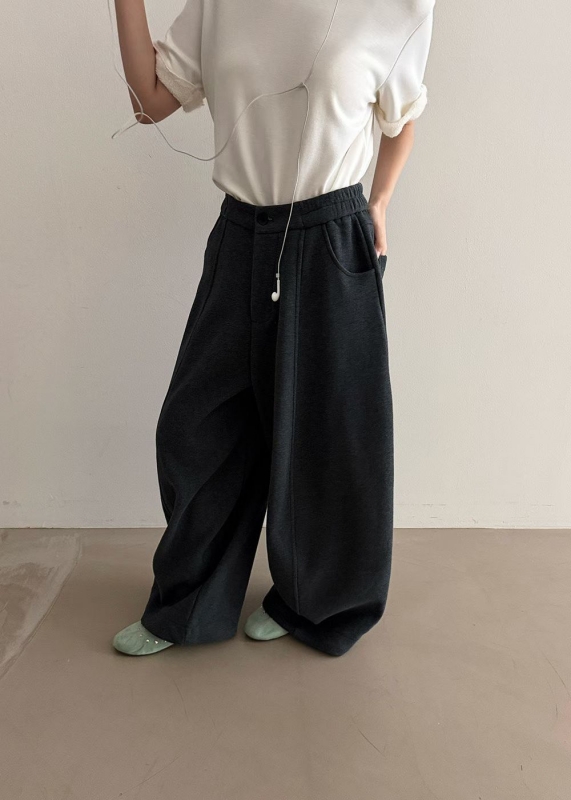 韓 後腰鬆緊休閒大寬褲 2色 size