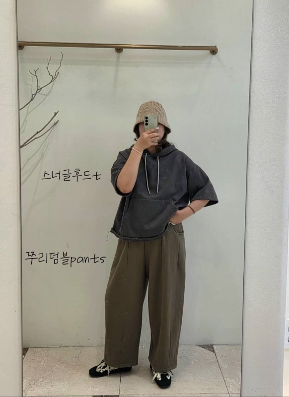 韓 褲管車線棉質休閒褲 3色