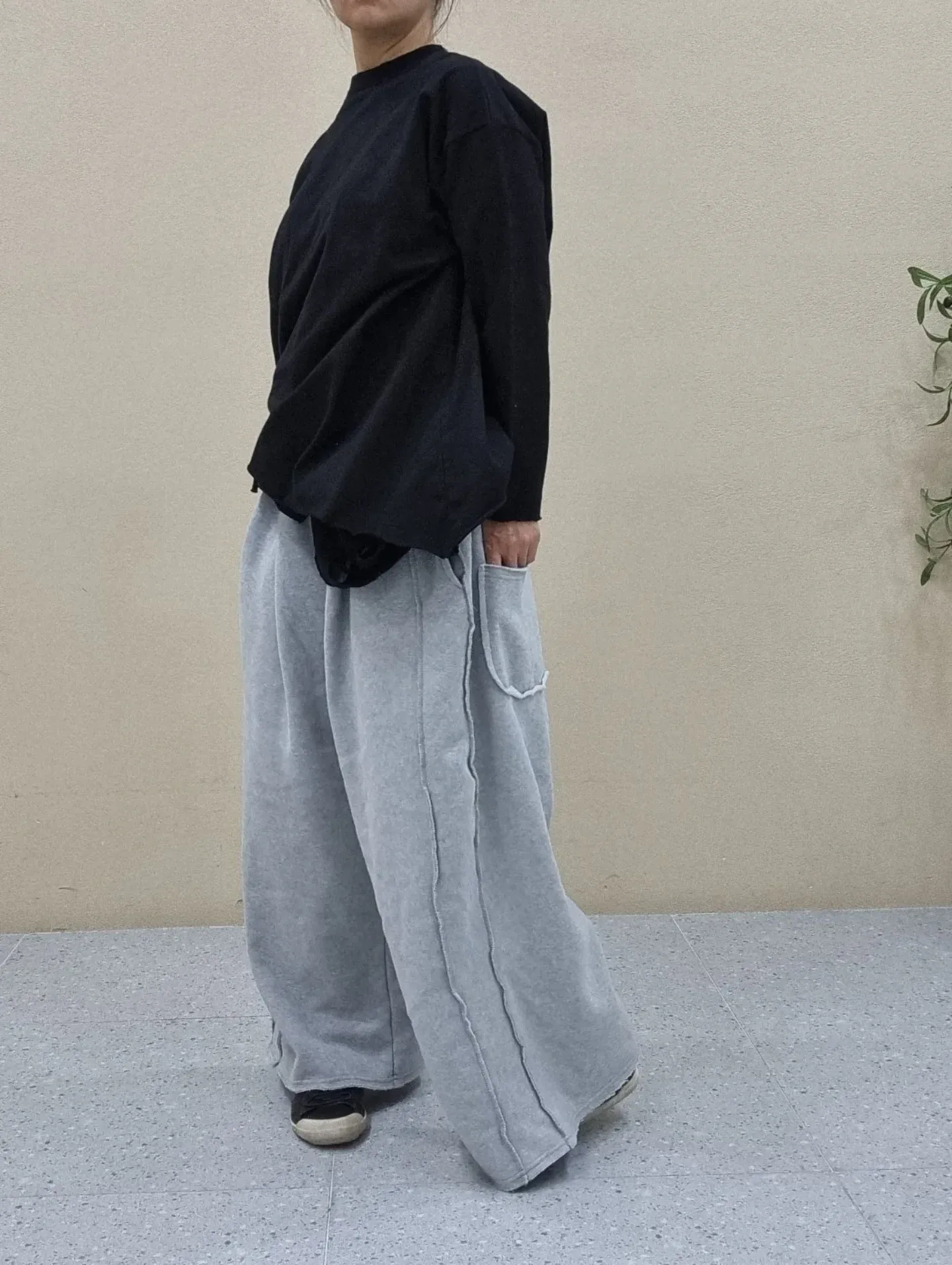 韓 側雙車線不收邊休閒褲 3色