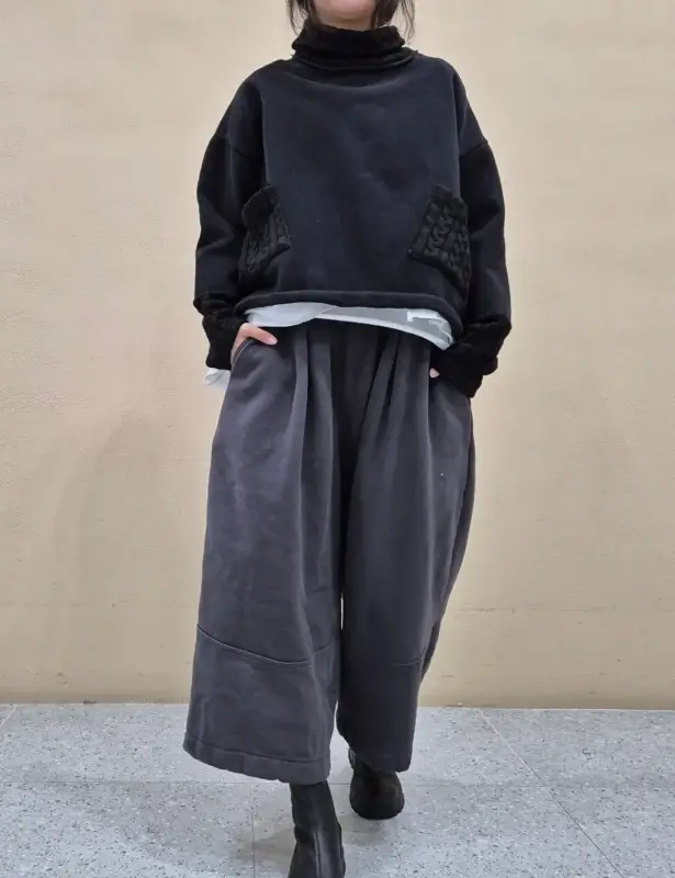 韓 黑腰頭棉質休閒褲 3色