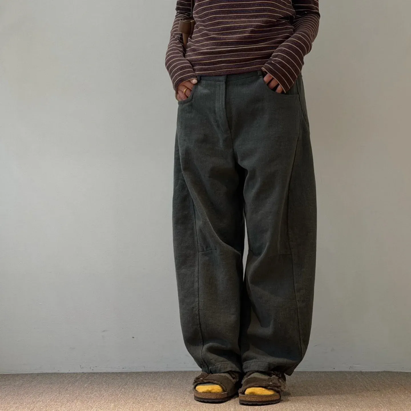 韓 綁帶車線褲 3色