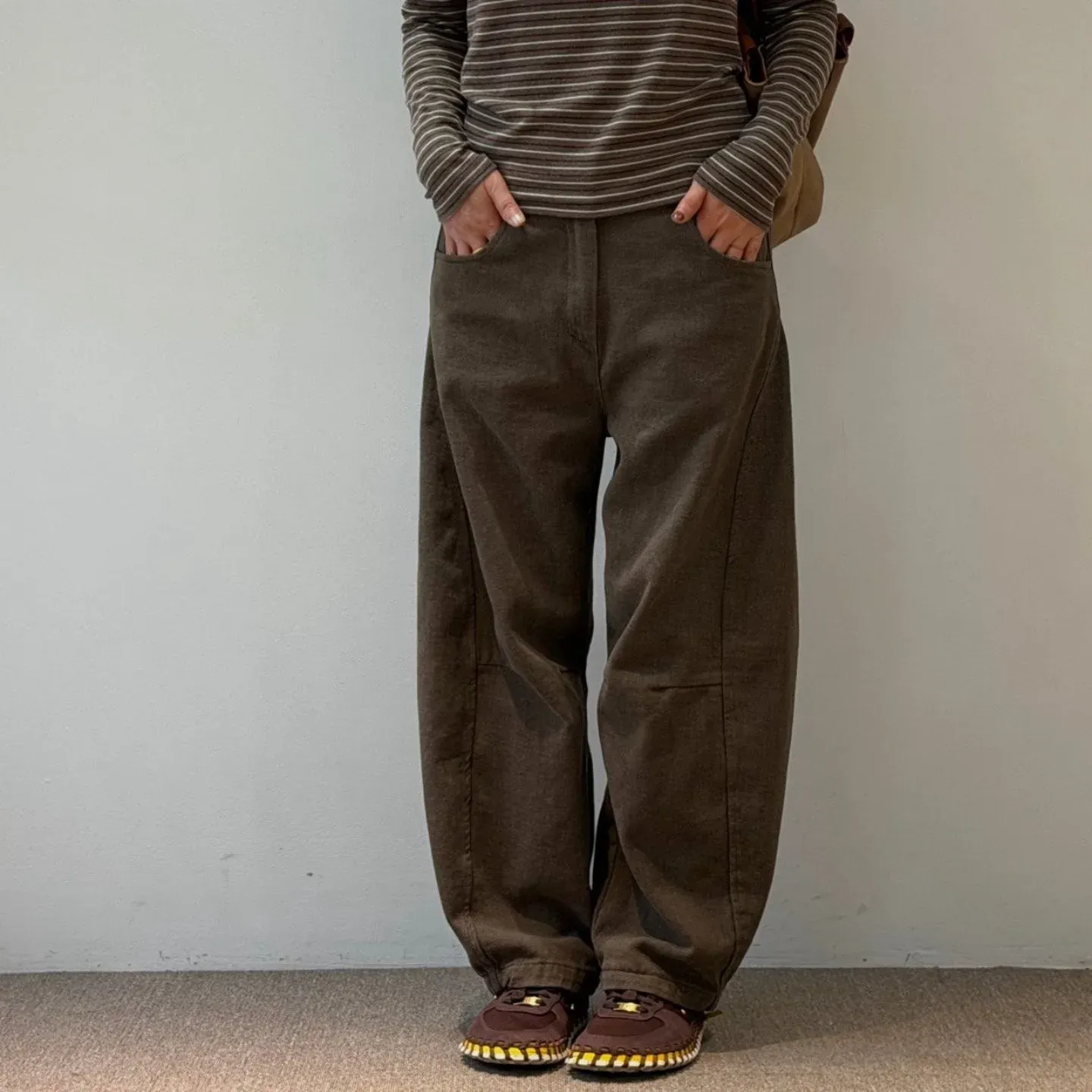 韓 綁帶車線褲 3色