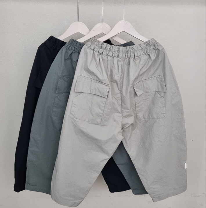 韓 大口袋八分寬褲 3色