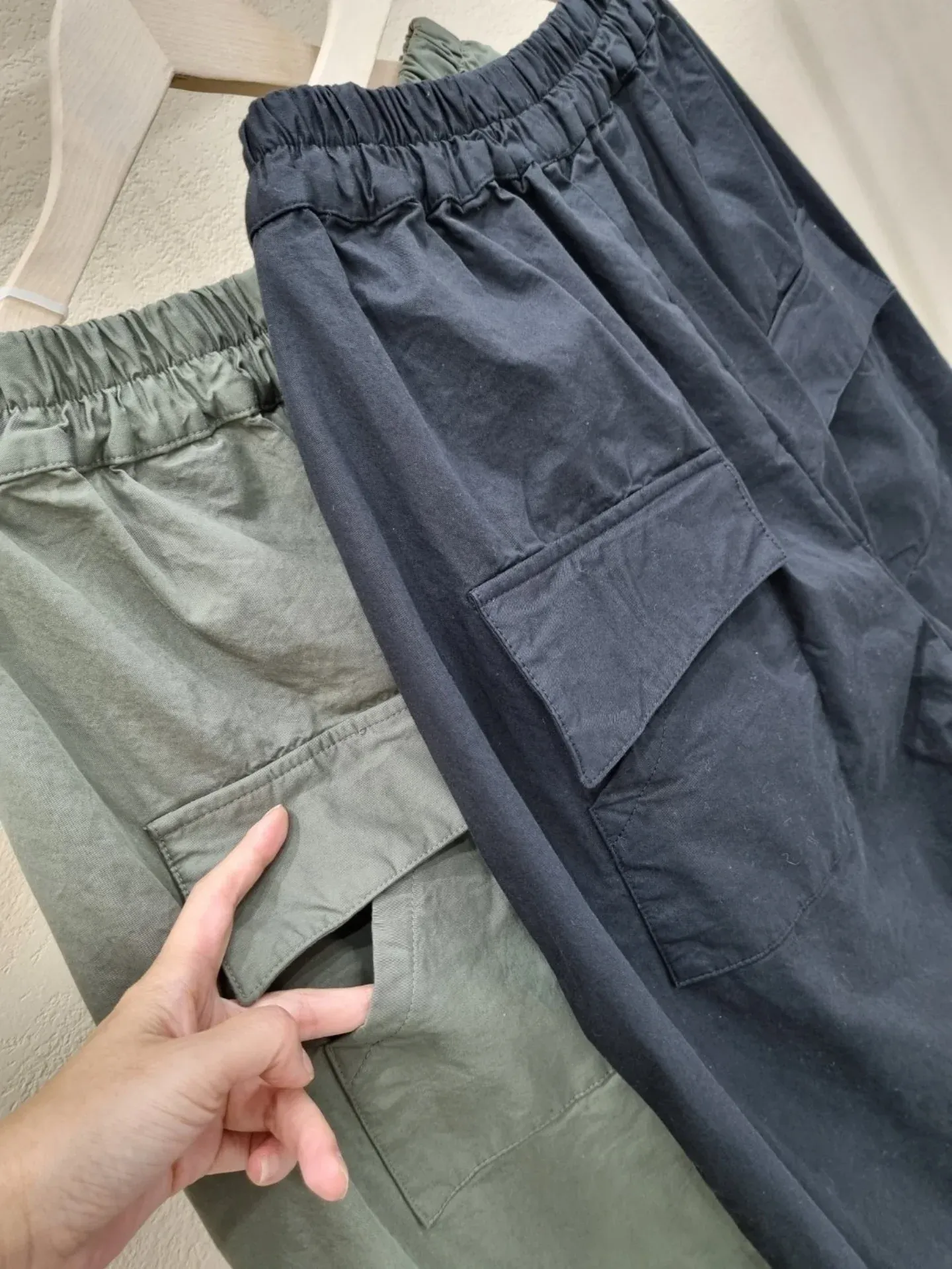 韓 大口袋八分寬褲 3色