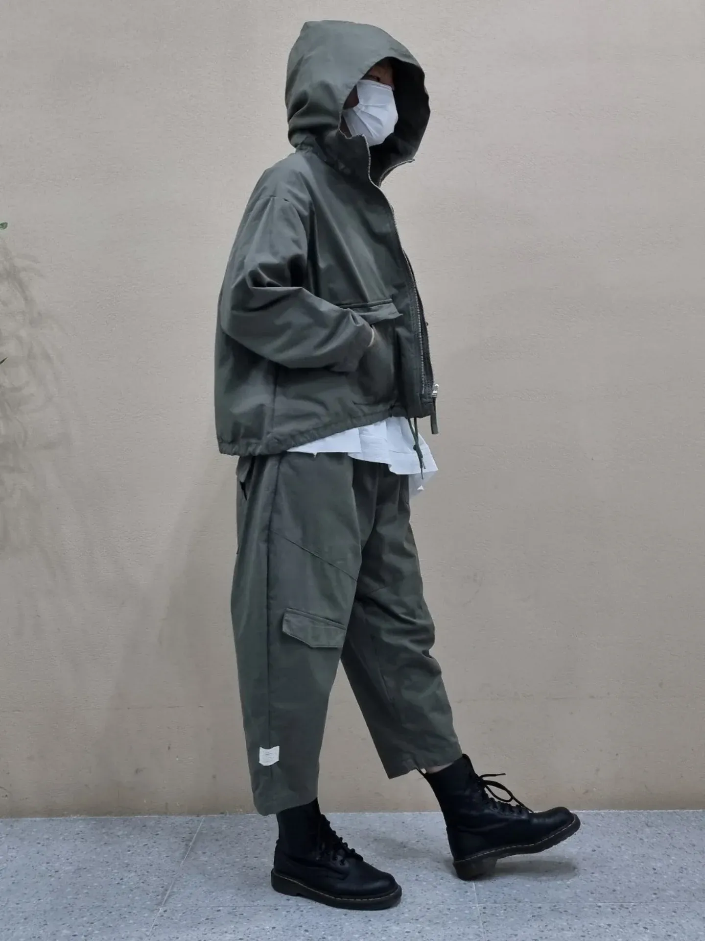 韓 大口袋八分寬褲 3色