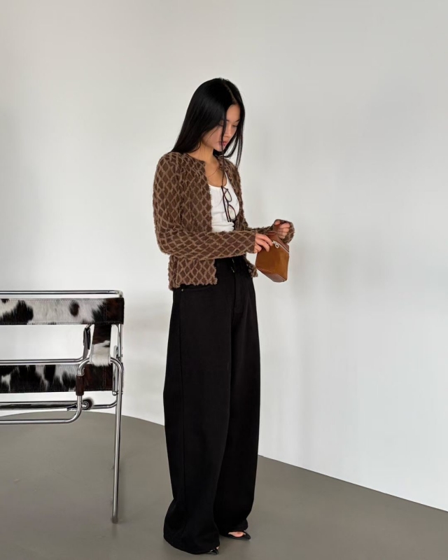 韓 內磨毛有釦長褲 3色