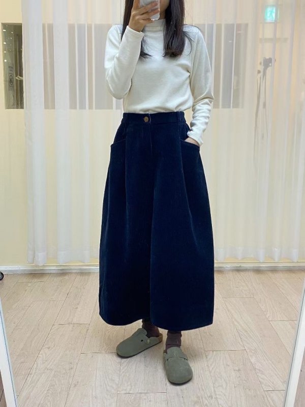 韓 燈心絨八分寬褲 4色