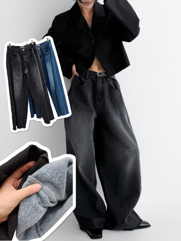 韓 大腿刷白牛仔褲 2色