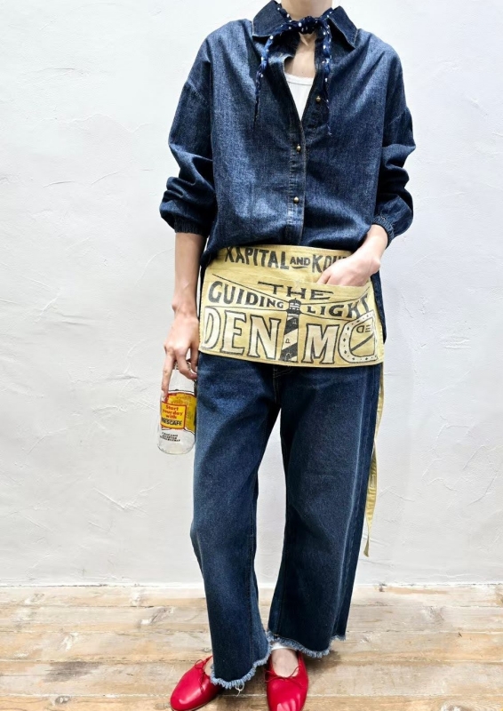 韓 側車線下鬚鬚牛仔褲