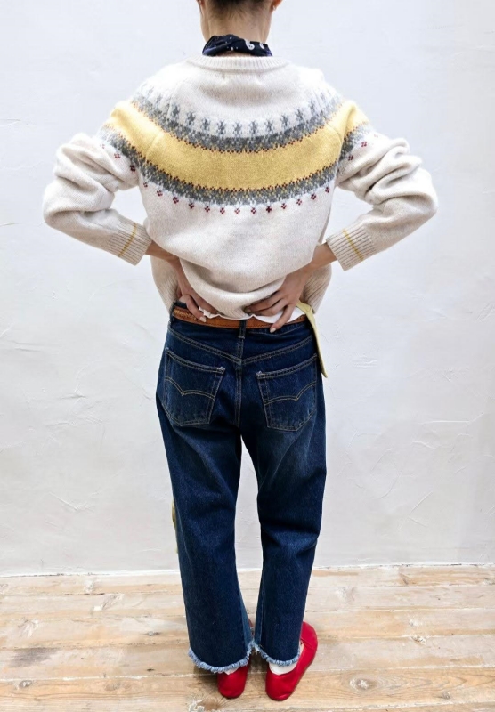 韓 側車線下鬚鬚牛仔褲