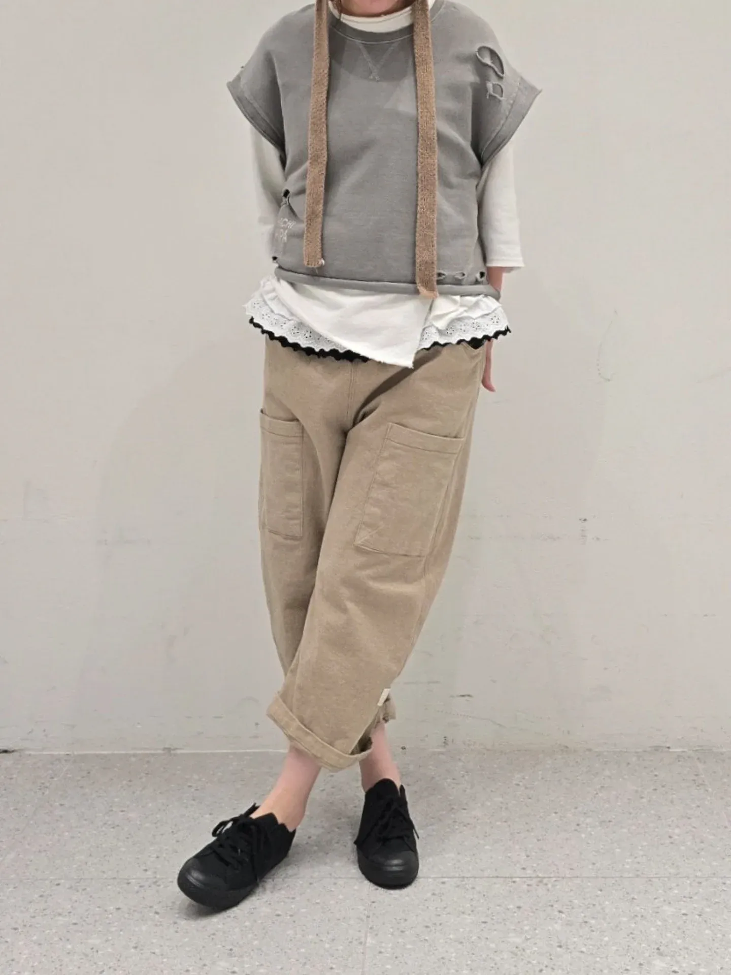 韓 小標腰鬆緊休閒褲 3色