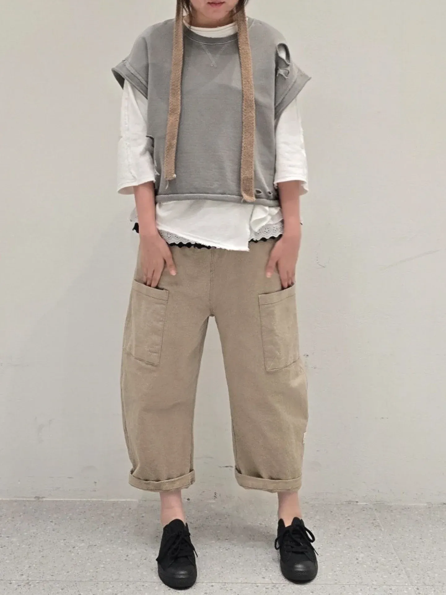 韓 小標腰鬆緊休閒褲 3色