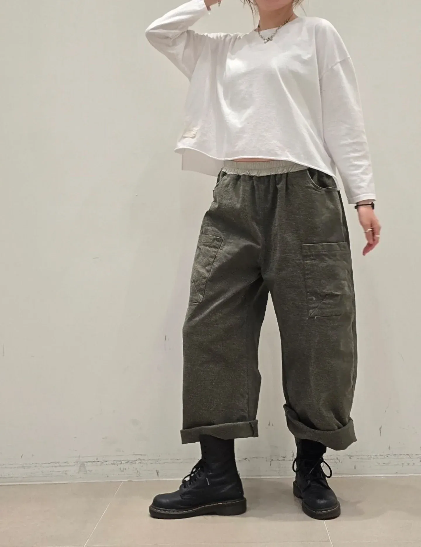 韓 小標腰鬆緊休閒褲 3色