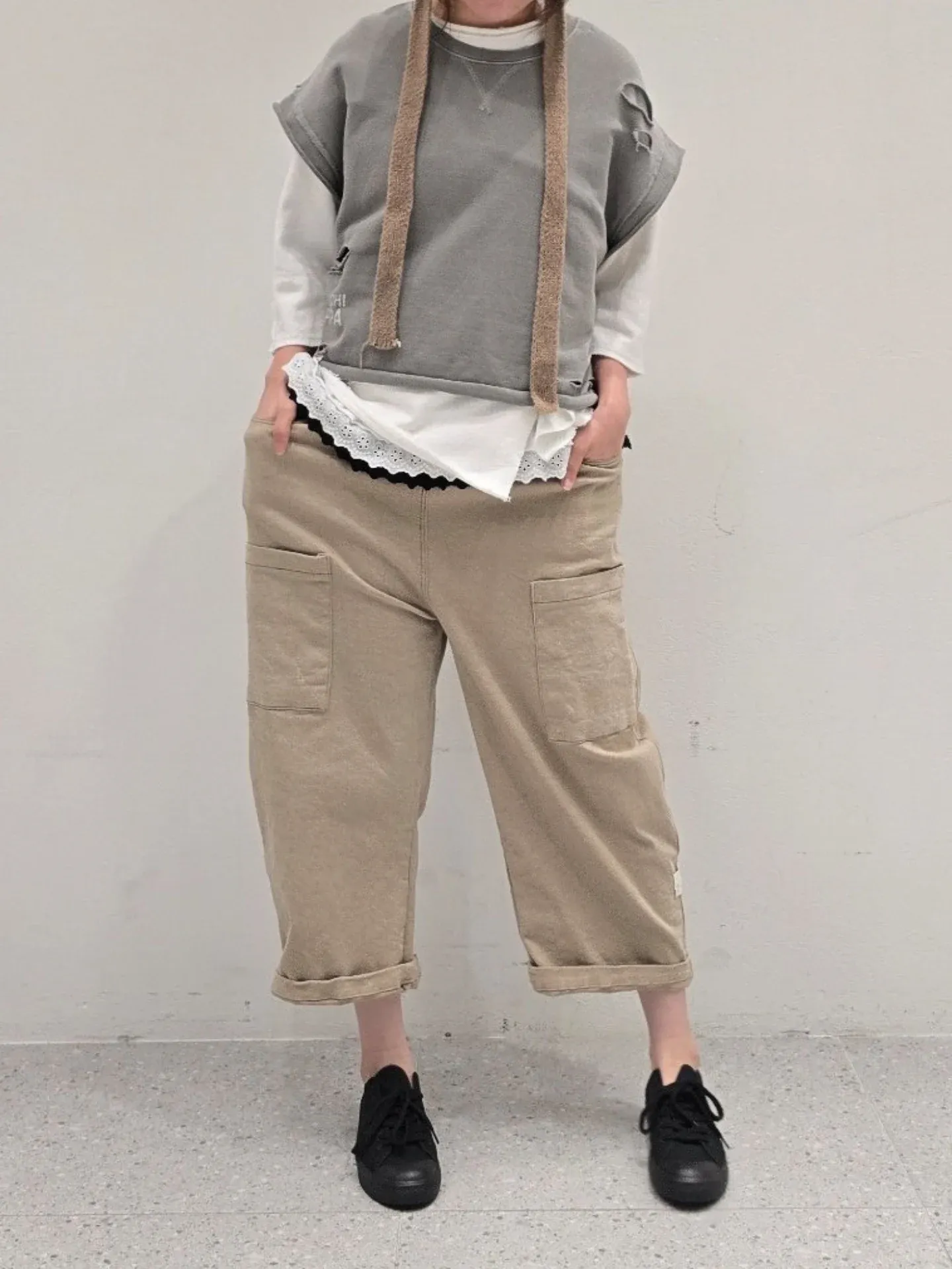 韓 小標腰鬆緊休閒褲 3色