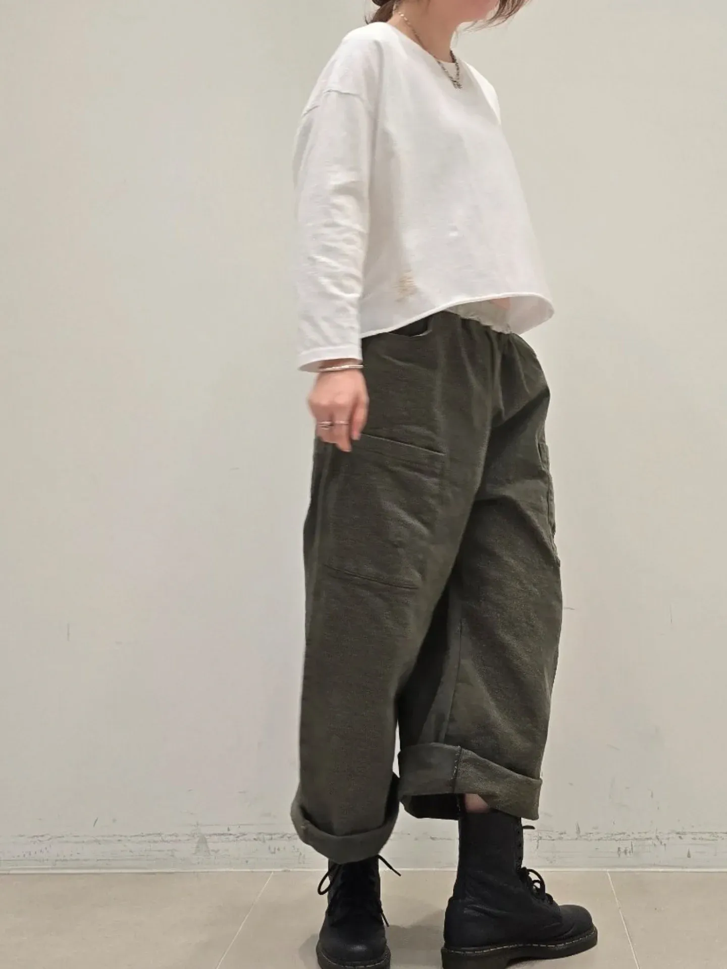 韓 小標腰鬆緊休閒褲 3色