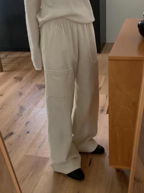 韓 前低口袋寬褲 2色