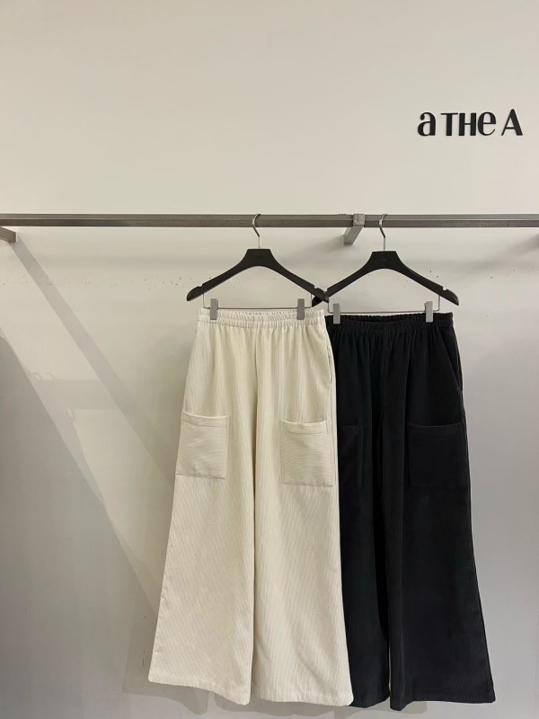 韓 前低口袋寬褲 2色