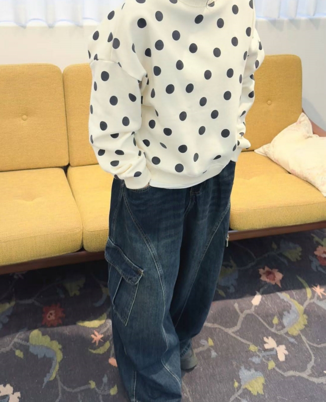 韓 斜車線口袋牛仔褲