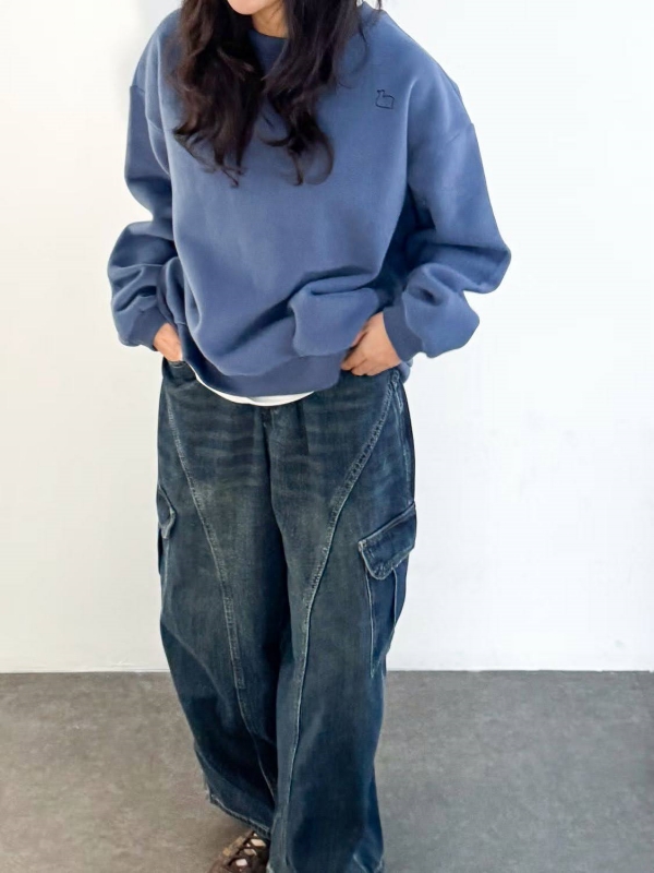 韓 斜車線口袋牛仔褲