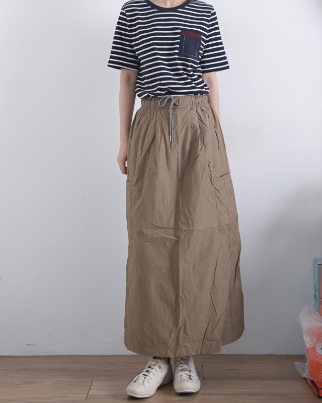 韓 側開衩風衣布長裙 2色 size