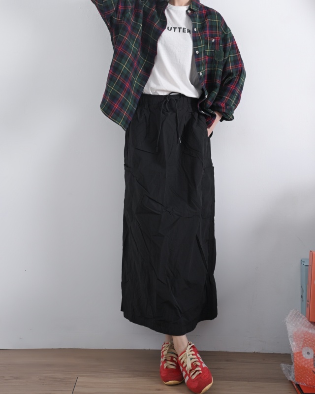 韓 側開衩風衣布長裙 2色 size