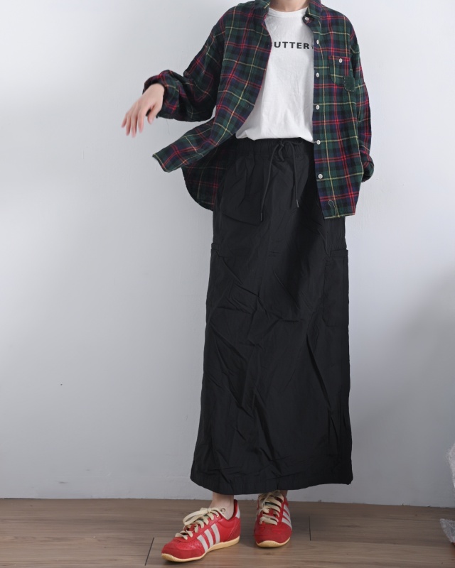 韓 側開衩風衣布長裙 2色 size