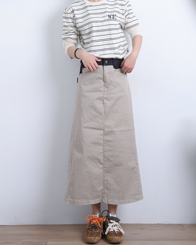 韓 牛仔布腰頭裙 3色 size