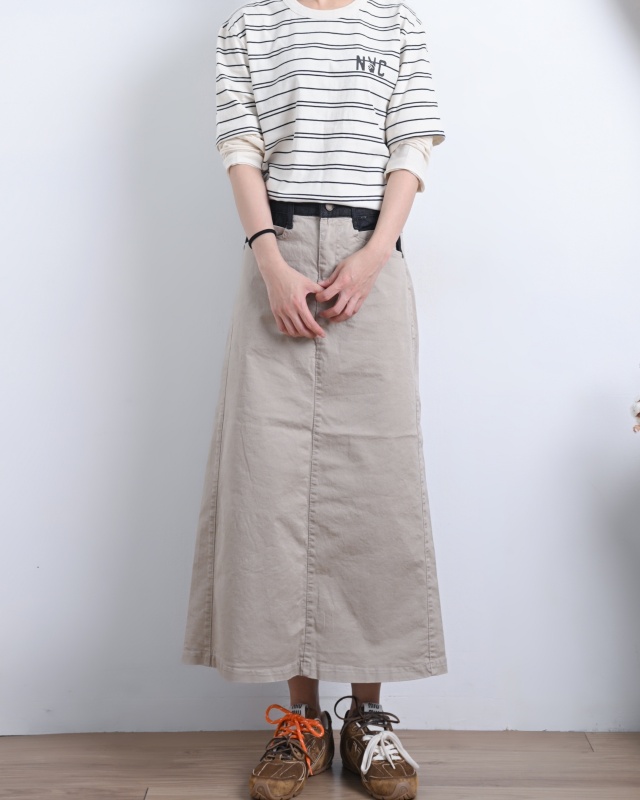 韓 牛仔布腰頭裙 3色 size