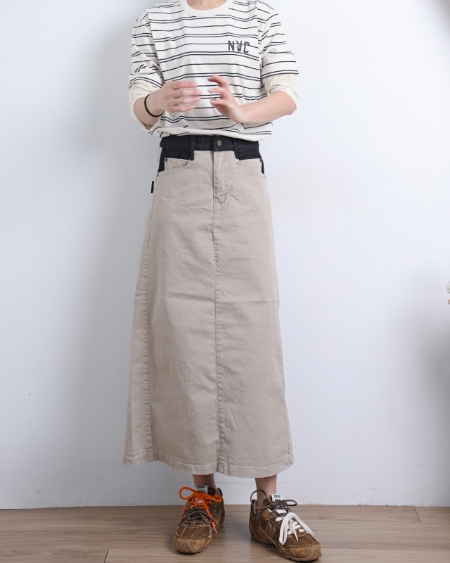 韓 牛仔布腰頭裙 3色 size