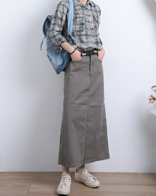 韓 牛仔布腰頭裙 3色 size