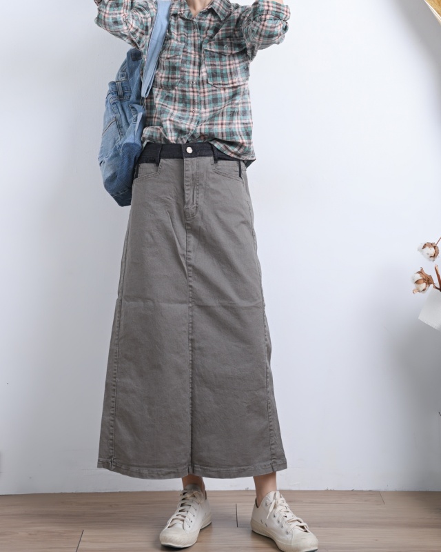 韓 牛仔布腰頭裙 3色 size