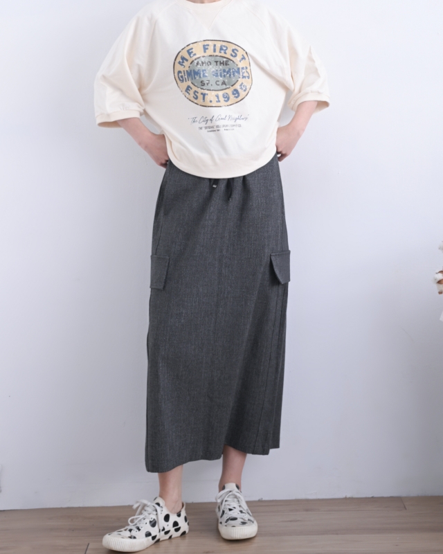 韓 綁帶工裝口袋裙 2色 size