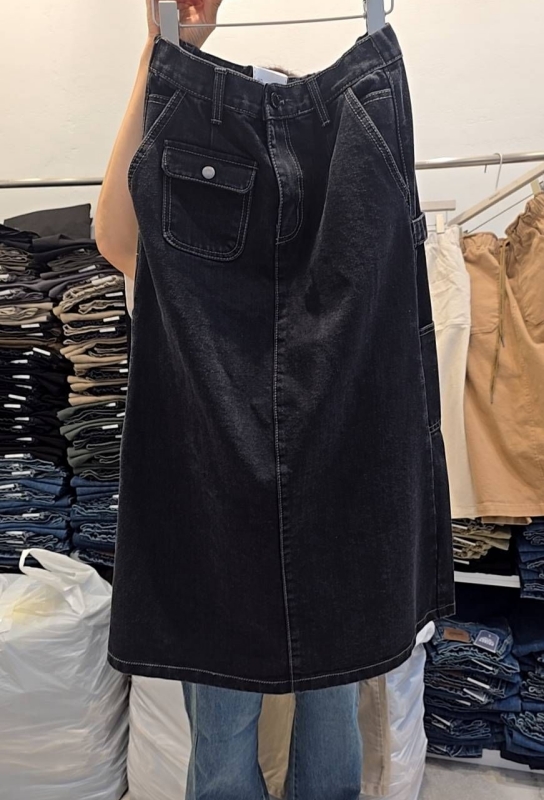 韓 前單方口袋長裙 size