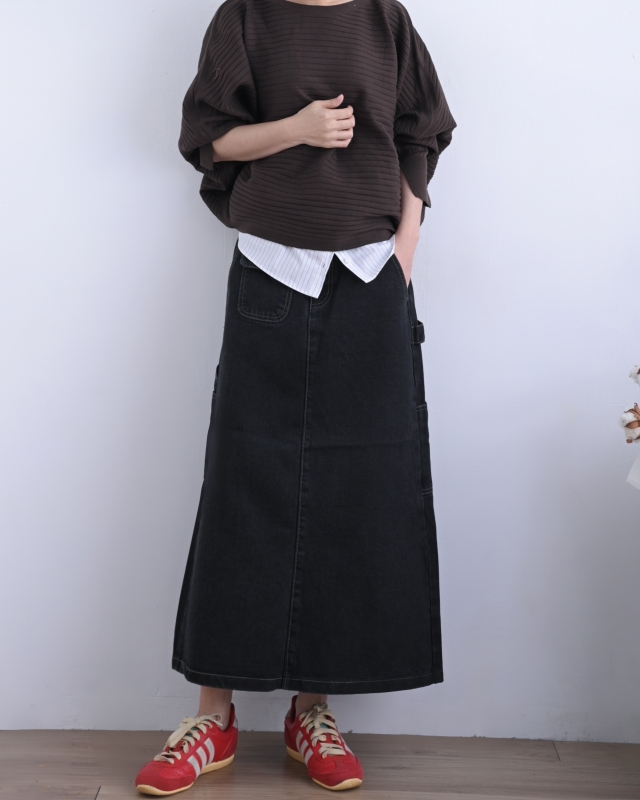 韓 前單方口袋長裙 size