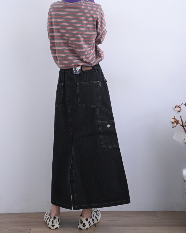 韓 前單方口袋長裙 size