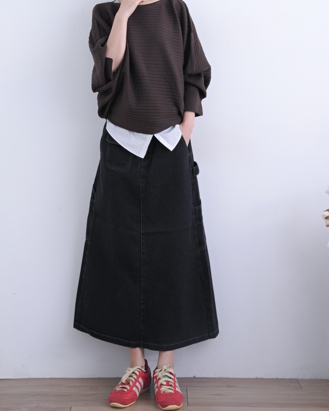 韓 前單方口袋長裙 size