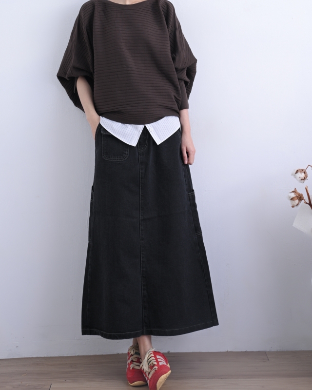 韓 前單方口袋長裙 size