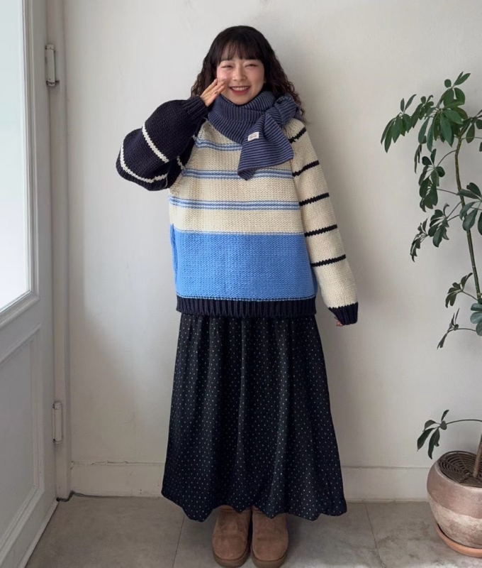 韓 點點微澎長裙 2色