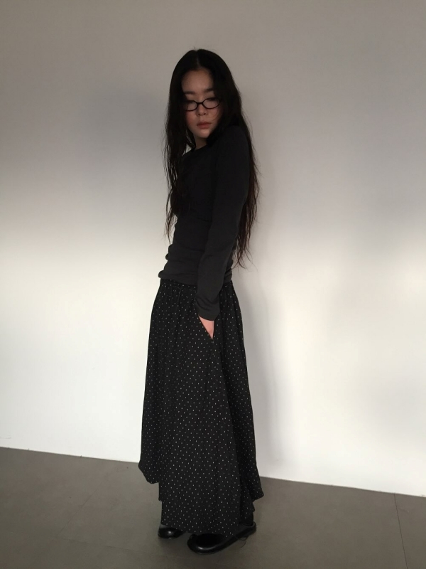 韓 點點微澎長裙 2色