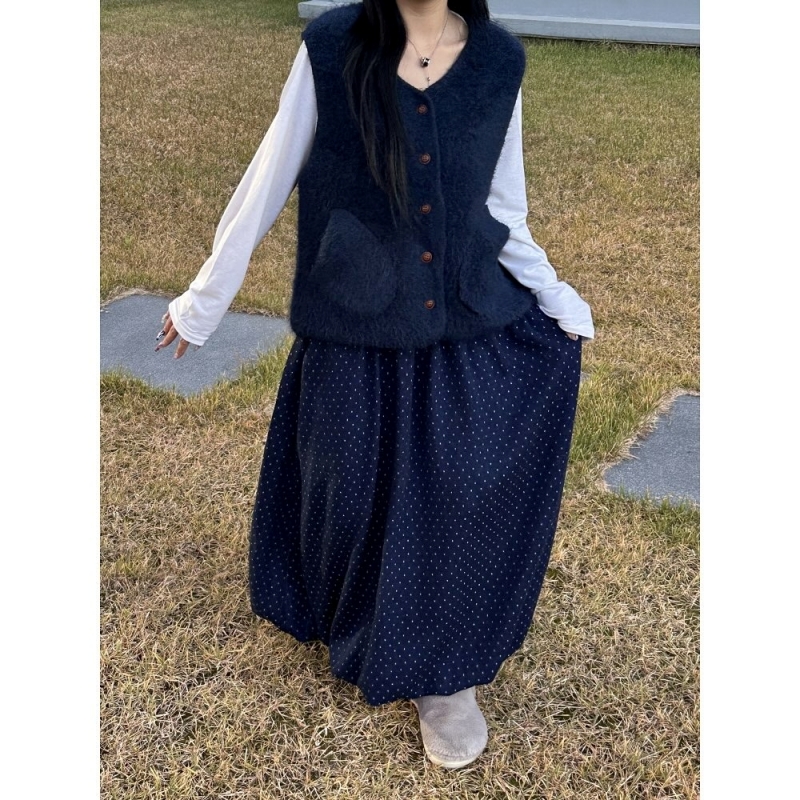 韓 點點微澎長裙 2色