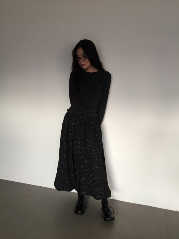 韓 點點微澎長裙 2色