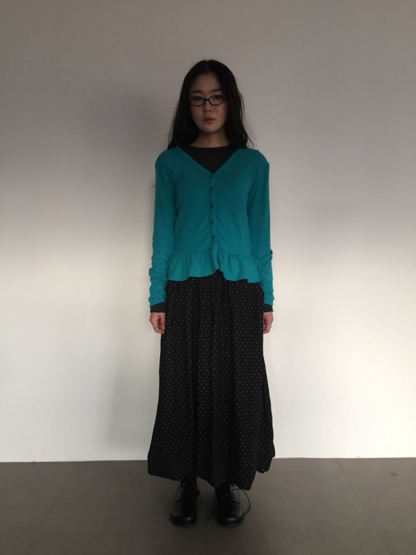 韓 點點微澎長裙 2色