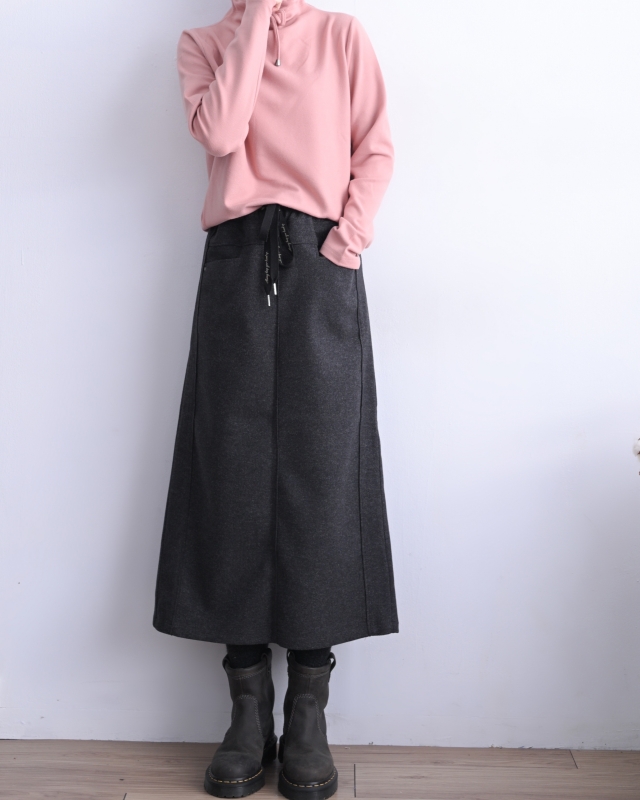 韓 微毛料長裙 2色 size