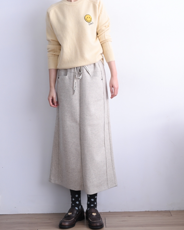 韓 微毛料長裙 2色 size