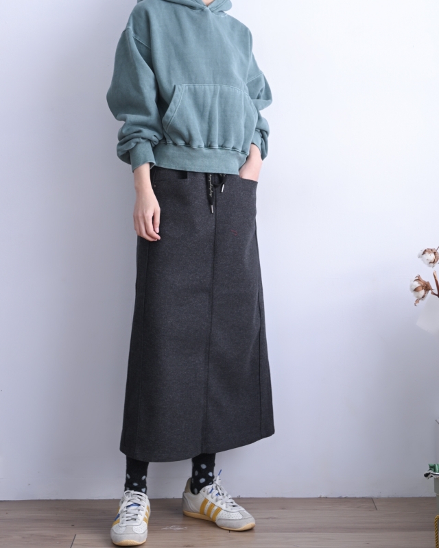 韓 微毛料長裙 2色 size