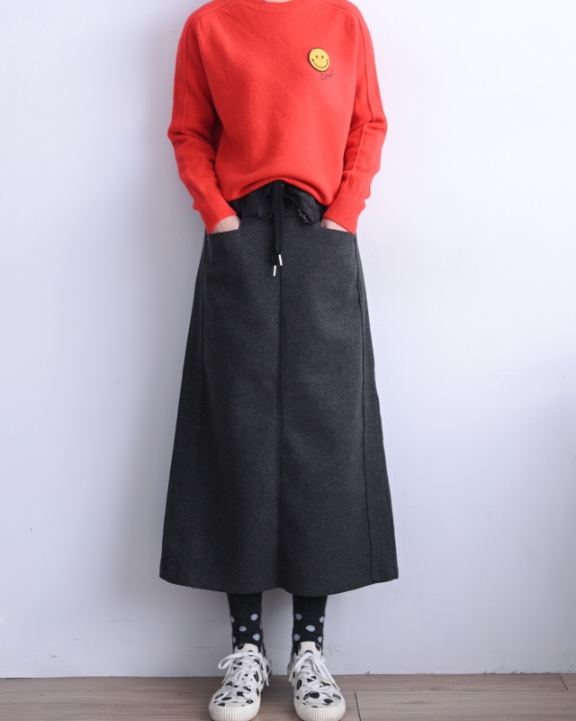韓 微毛料長裙 2色 size