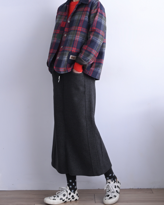 韓 微毛料長裙 2色 size